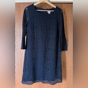 *NWT* JCrew Factory 3/4 Sleeve Lace Shift Dress in Navy, Size 2